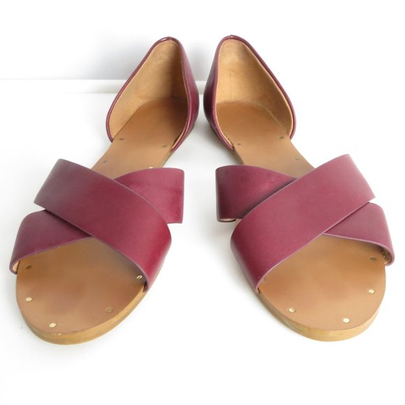 Madewell Shoes - Madewell Sandal Slip On Sz 9 1/2 Loafers Wine Burgundy Leather Shoes